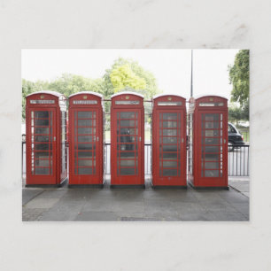 5 telefonboxar i London Vykort