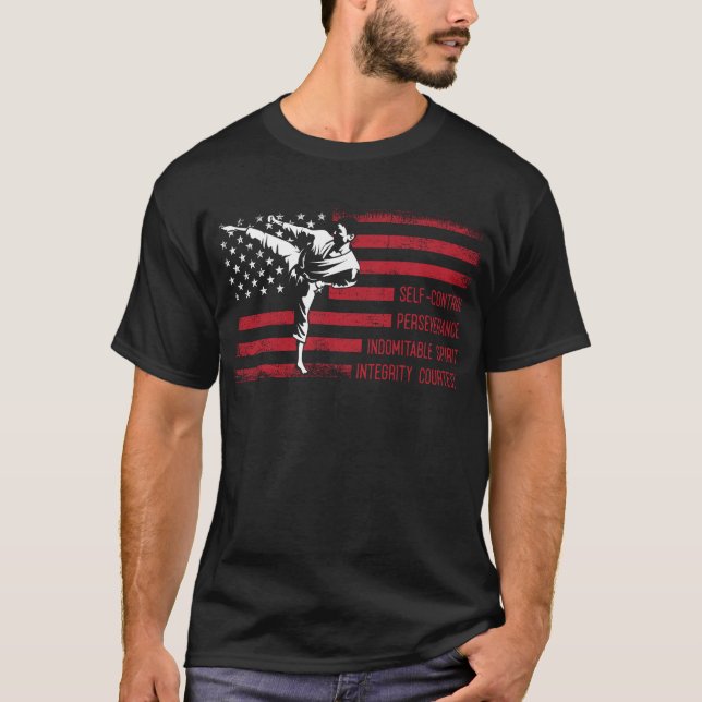 5 Tenets American Taekwondo Fighting T Shirt (Framsida)