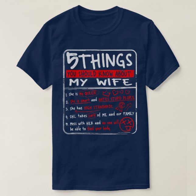 5 Things You Should Know About My Wife Husband Gif T Shirt (Design framsida)