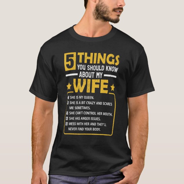 5 Things You Should Know About My Wife  Mommy T Shirt (Framsida)