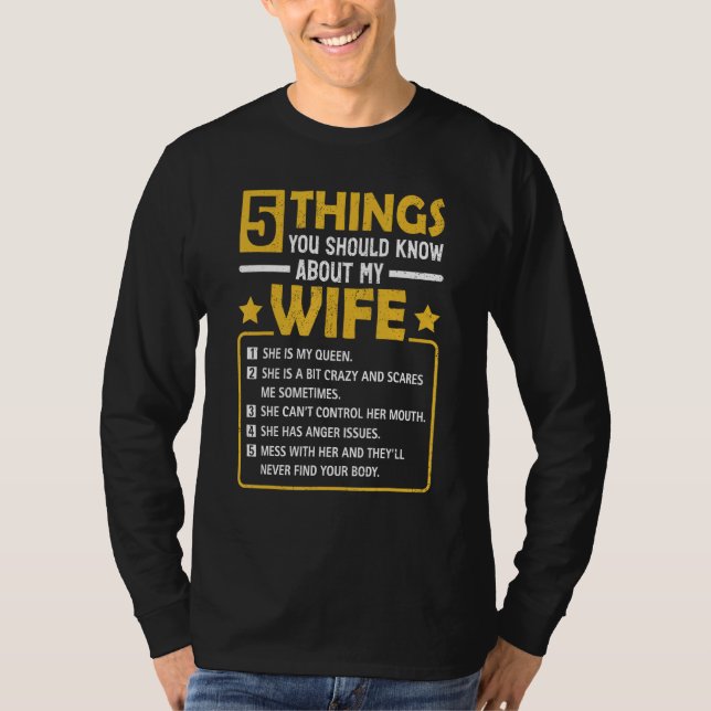 5 Things You Should Know About My Wife  Mommy T Shirt (Framsida)
