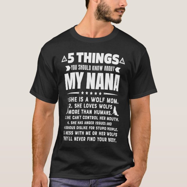 5 Things You Should Know About My Wolf Mom Grandma T Shirt (Framsida)