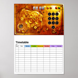 5 till 12 Steampunk klocka Grunge Poster