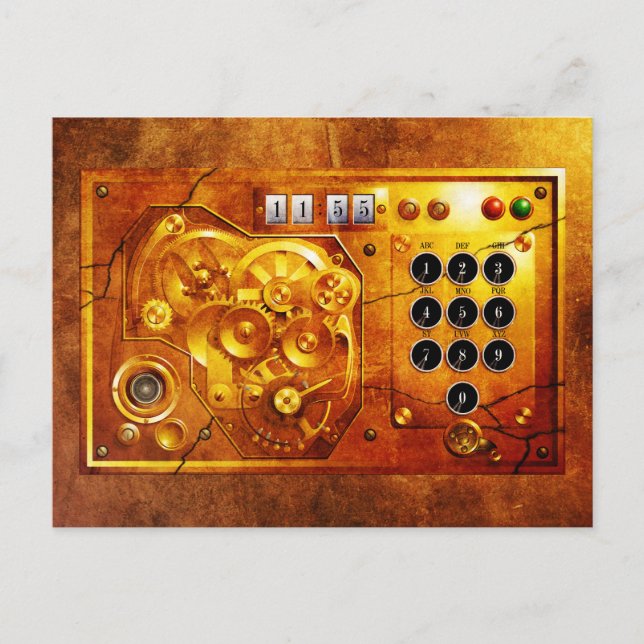 5 till 12 Steampunk klocka Grunge Vykort (Framsida)