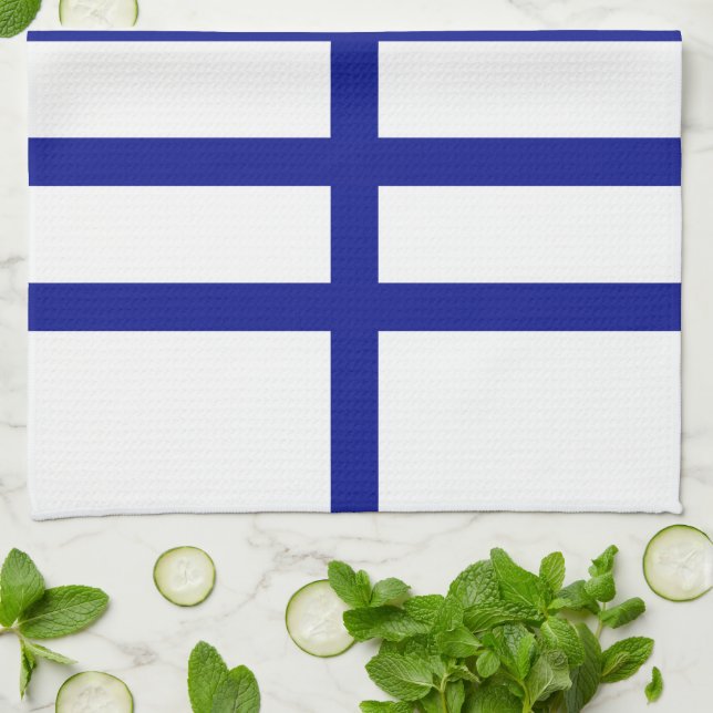 5 tudelade blå linjer kökshandduk (Vikta)