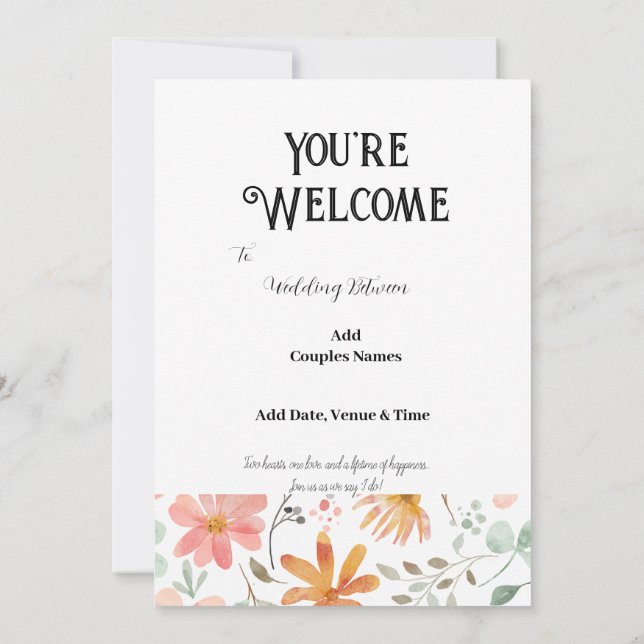 5-tums * 7-tums bröllopsinbjudan inbjudningar (Baksida)