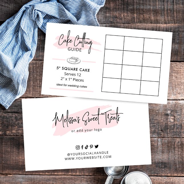 5-tums skärningsanvisningar för fyrkantskaka 2 x 1 tilläggskort (5 inch square cake cutting guide for 2x1" wedding portions)