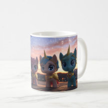 5 Unicorn i guld-kaffe Mugg