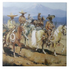 5 Vaqueros on Horseback av Edward Borein Kakelplatta