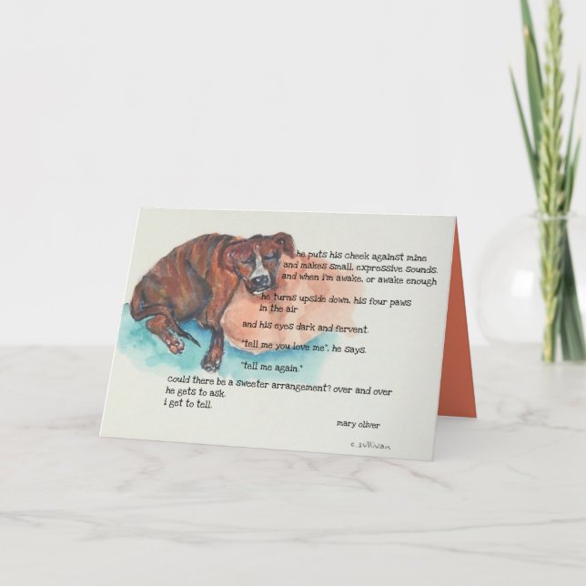 #5 vattenfärger i rädding valp & Mary Oliver dikt Kort (Framsida)