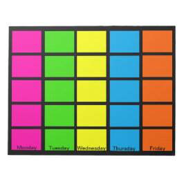 5 veckors veckodagar i Färg-kodade kalenderAnteckn Anteckningsblock