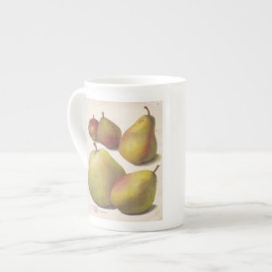 5 vintage päron illustrerade benporslin mugg