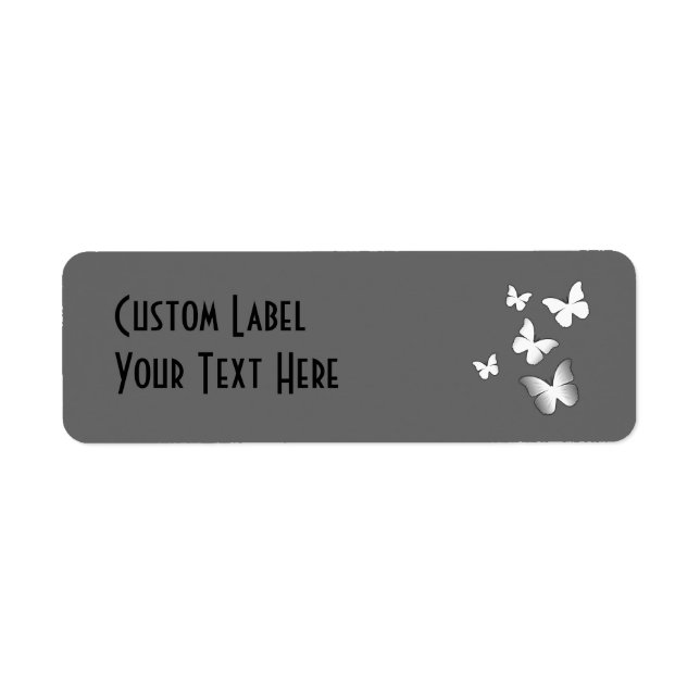 5 Vita fjärilar Returadress Etikett (Framsidan)