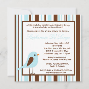 5 x 5 Blue Boy Woodland Bird Baby Shower-inbjudan Inbjudningar