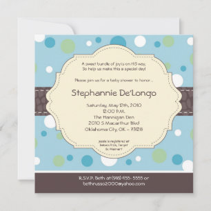 5 x 5 Boy Blue Polkadot Poke Baby Shower-inbjudan Inbjudningar