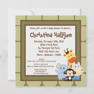 5 x 5-jungle Play Baby Shower-inbjudan Inbjudningar