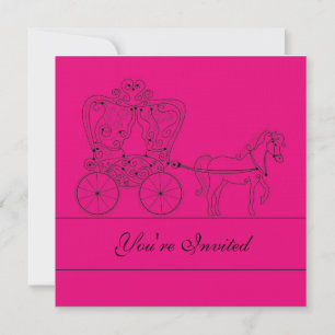 5 x 5 Shock rosa Carriage Wedding bjudande Inbjudningar