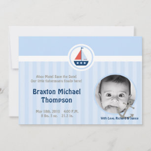 5 x 7 Ahoy Nautical Sail Foto Birth Notice Inbjudningar