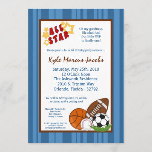 5 x 7 AllStar MVP SportBall Birthday Part Inbjudan