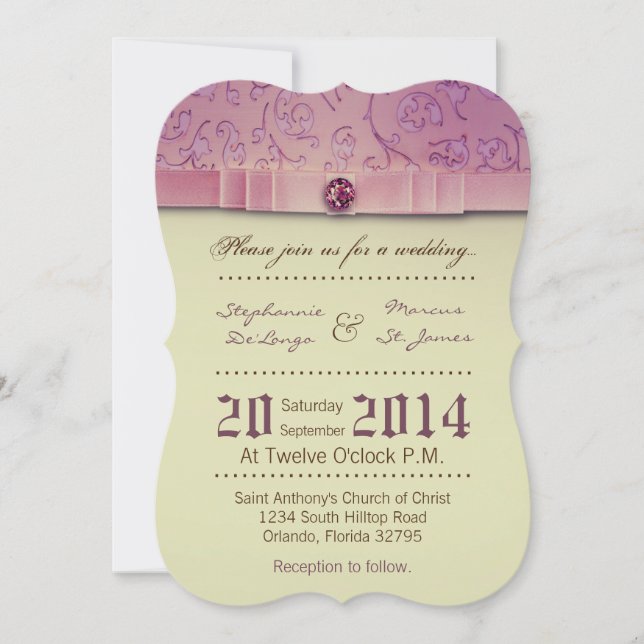 5 x 7 Amethyst Jewel Embossed Wedding bjudande Inbjudningar (Framsida)