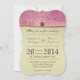5 x 7 Amethyst Jewel Embossed Wedding bjudande Inbjudningar