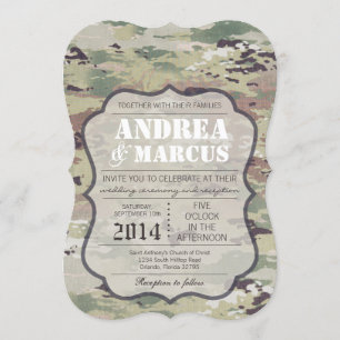 5 x 7-arméns inbjudan till Camo Wedding inom Luft-