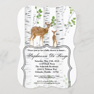 5 x 7 Baby Shower-inbjudan Hjort Doe Buck Woodland Inbjudningar