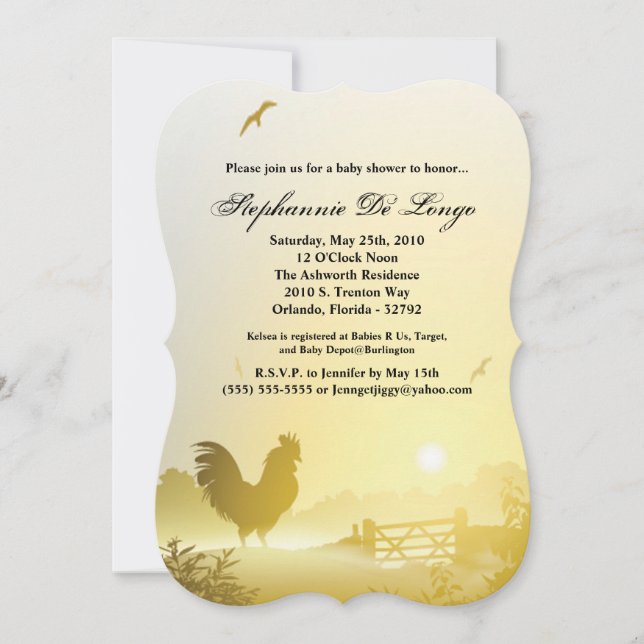 5 x 7 Baby Shower-inbjudan Sunny Morgon Farm Coun Inbjudningar (Framsida)