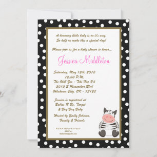 5 x 7 Baby Zebra Safari Zoo Baby Shower-inbjudan Inbjudningar