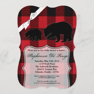 5 x 7 Babyskor Inbjudan Red Buffalo Pear Bear