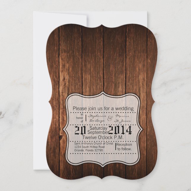 5 x 7 Barn Wood Land Rustic bröllopsinbjudan Inbjudningar (Framsida)