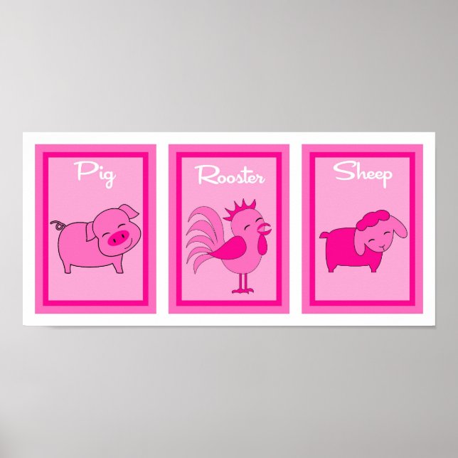 5 X 7 Barn Yard Girls Wall Art-samling Poster (Framsidan)