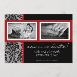 5 x 7 Baroque Red/Black Two Photo Save Date Spara Datumet