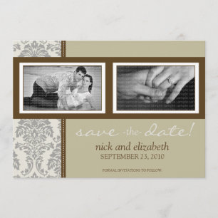 5 x 7 Baroque Sepia/Brown Two-Photo Save Date Spara Datumet