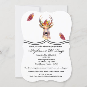5 x 7 Birthday Call boho hjort Buck Head Browni Inbjudningar