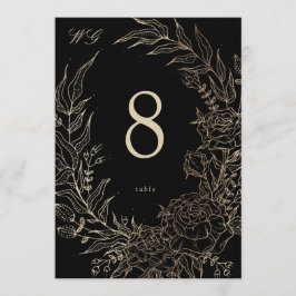 5 x 7 Black Gold Florals Wedding Table Number Inbjudningar