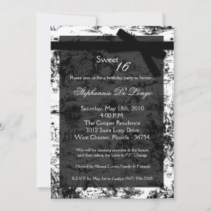 5 x 7 Black ToileFabric Sweet 16 Birthday-inbjudan Inbjudningar