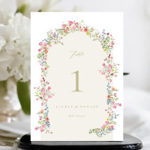 5 X 7 BLOMMIGT BRÖLLOP BORDSNUMMER