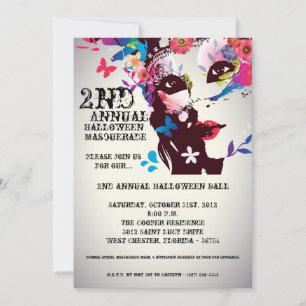 5 x 7 Blommigt Masquad Halloween-inbjudan Inbjudningar