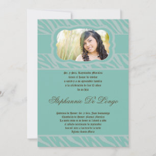 5 x 7 Blu Zebra tryck Quinceanera-inbjudan Inbjudningar