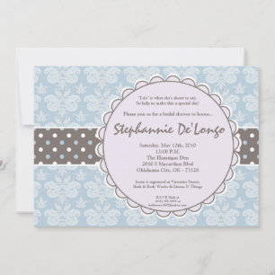 5 x 7 Blue Damask Snöre Inbjudningskort för möhipp