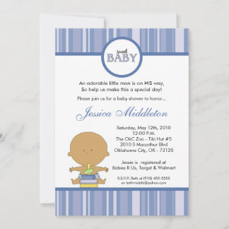 5 x 7 Blue Latino Pojke Baby Shower-inbjudan Inbjudningar