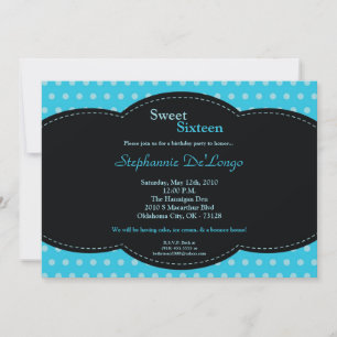 5 x 7 Blue Polkadot Sweet 16 Birthday-inbjudan Inbjudningar