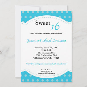 5 x 7 Blue Polkadot Sweet 16 Birthday-inbjudan Inbjudningar