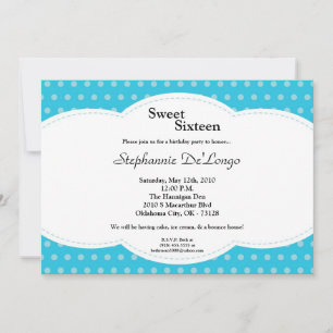 5 x 7 Blue Polkadot Sweet 16 Birthday-inbjudan Inbjudningar