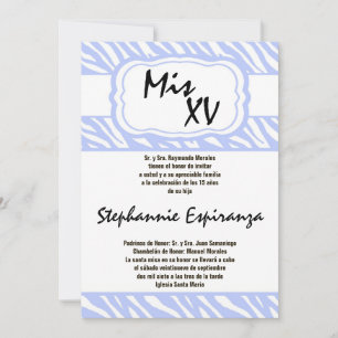 5 x 7 Blue Zebra tryck Quinceanera 15-inbjudan Inbjudningar