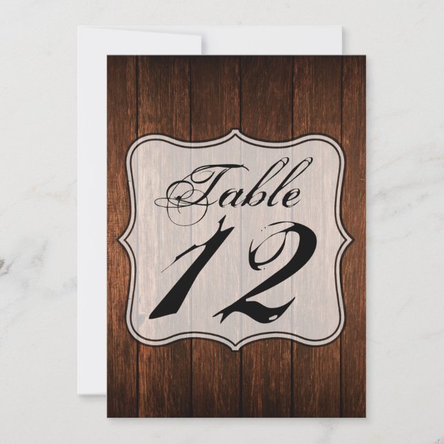 5 x 7 Bordsnummer Card Barn Wood Land Rustic (Framsida)