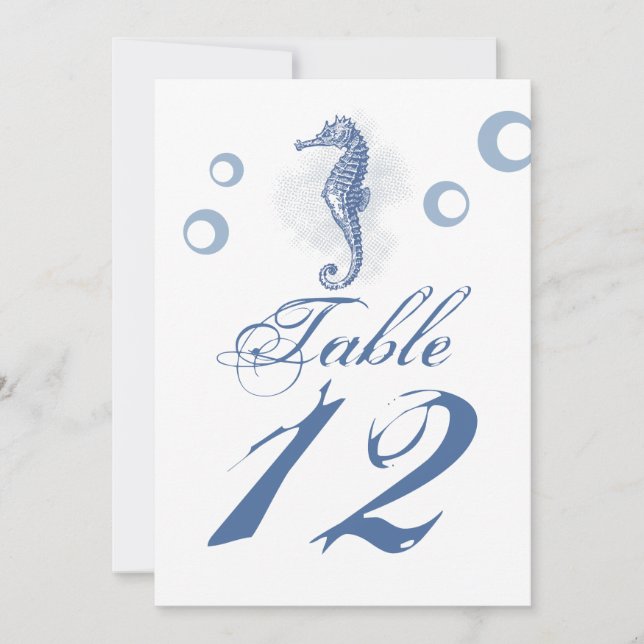 5 x 7 Bordsnummer Card Seahorse Sea Ocean Beach (Framsida)
