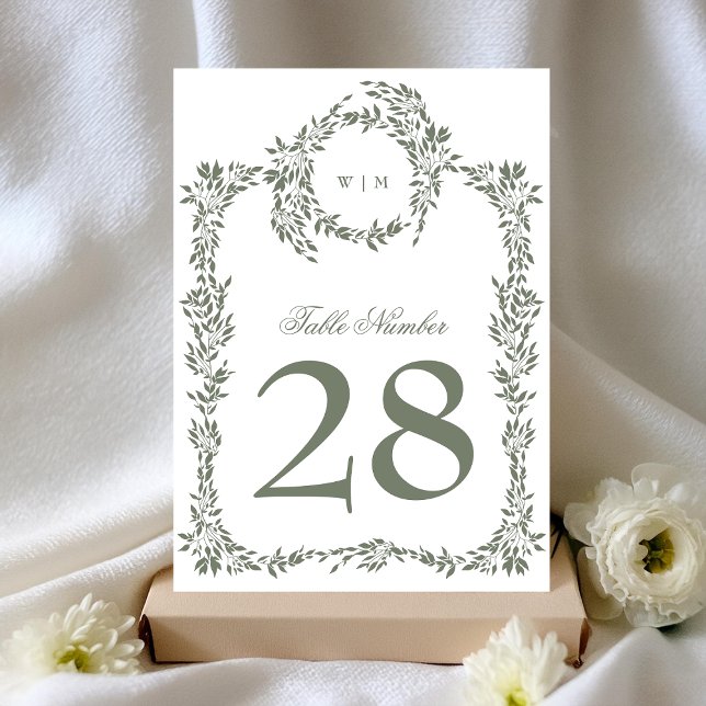 5 x 7 Bordsnummer vid Grönt av andedräkt i monogra (Skapare uppladdad)