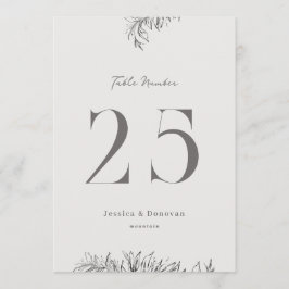 5 x 7 Botanical Wedding Table Number Inbjudningar